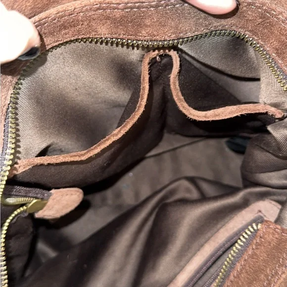 Vintage Brown Suede Tote Bag - Classic Women's Shoulder Bag - Picture 6 of 10